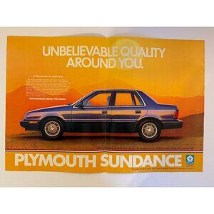 Vintage 1986 Plymouth Sundance Car Advertisement Print 2 Page Ad UNCUT